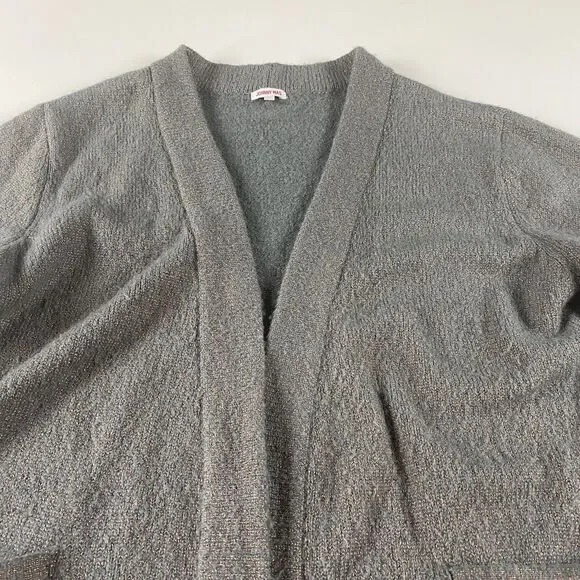 JOHNNY WAS Open Front Metallic Thread Cardigan Gray Size Small Women Sweater - Picture 2 of 8